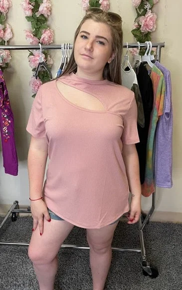 Front Cutout Top, Pink