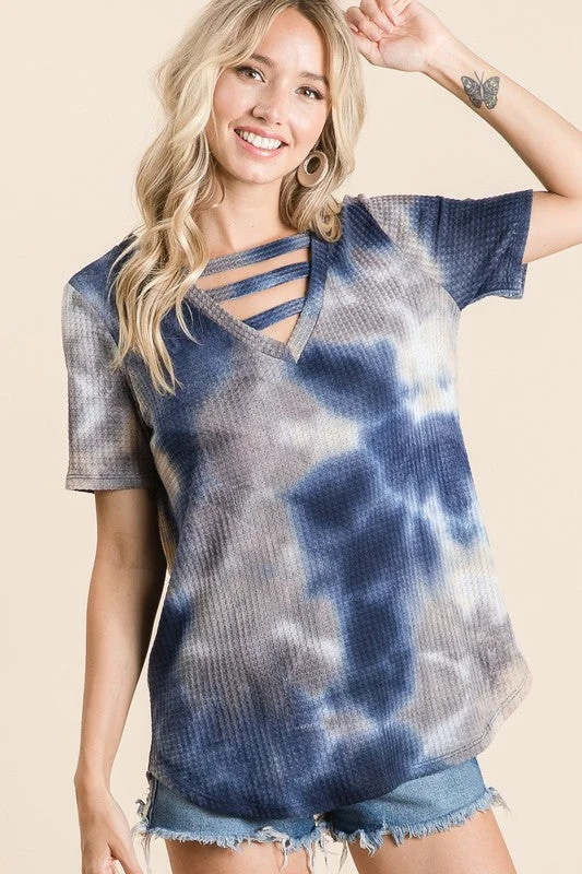 Harmony Tie Dye Top, Navy & Charcoal