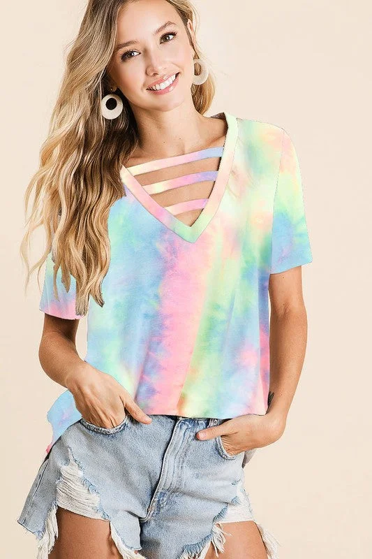 Harmony Strappy Tie Dye Top, Pastel