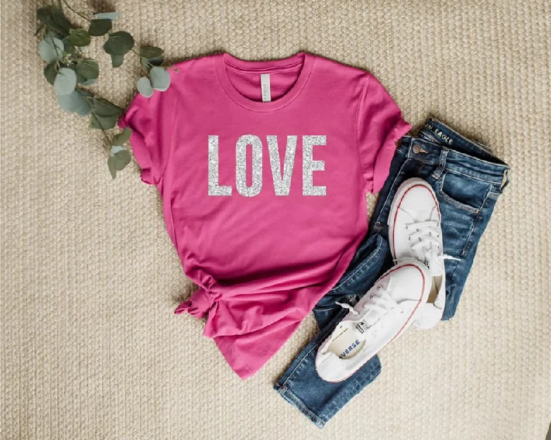 Love Glitter Graphic Tee Shirt