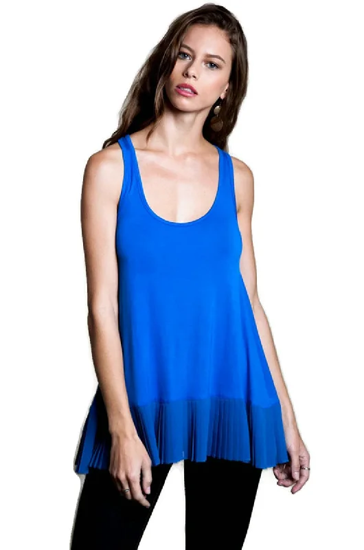 Pleated Tank Top, Cobalt