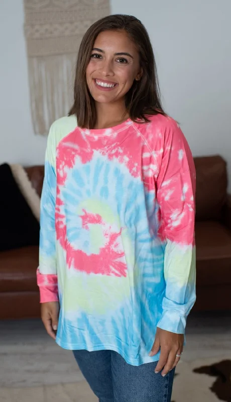 Sassy Swirl Tie Dye Tunic, Pink