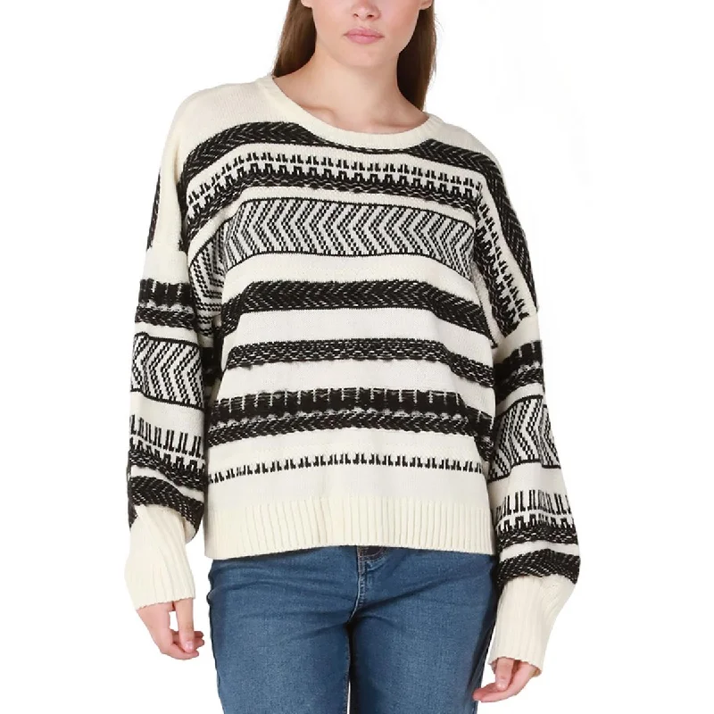 Black Tape_ Womens   Aztec Print Crewneck Pullover Sweater