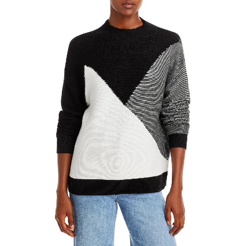 Cupio Blush Womens Knit Colorblock Pullover Sweater