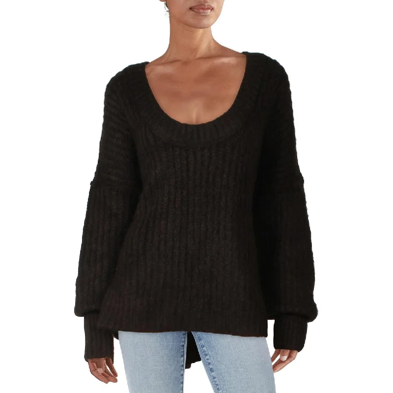 Free People Womens Blue Bell Cozy Oversized Pullover Sweater