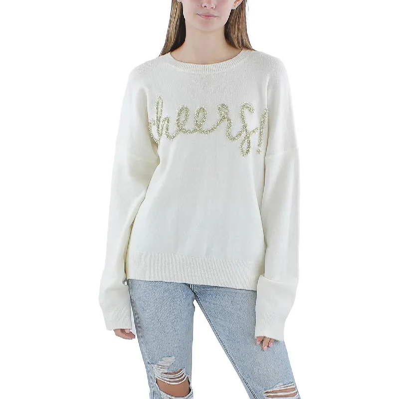 Gilli Womens Cheers Knit Pullover Crewneck Sweater