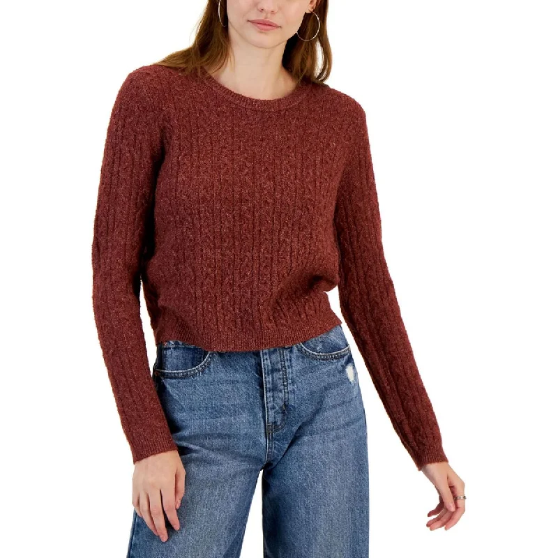 Hippie Rose Womens Juniors Crewneck Cable Knit Pullover Sweater