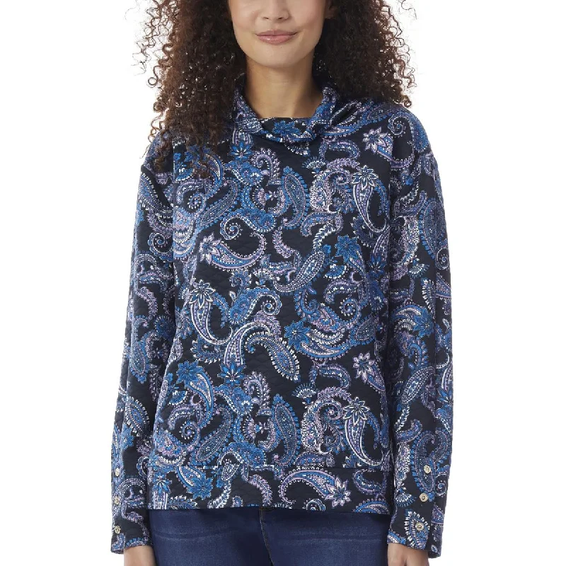 Jones New York Womens Dakota Quilted Printed Pullover Sweater