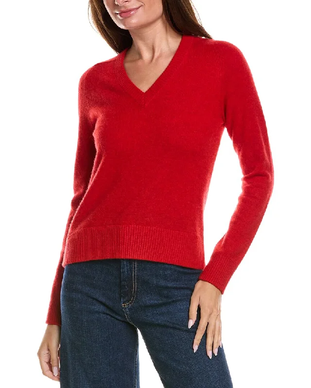 Minnie Rose V -Neck Raglan Cashmere Pullover