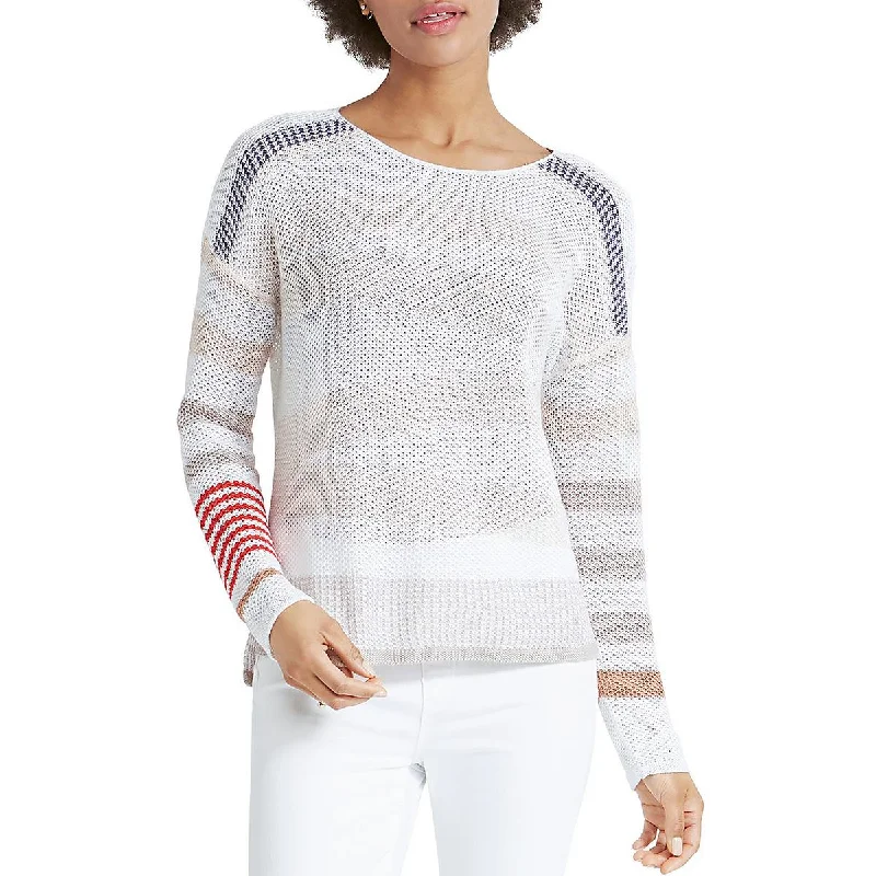 Nic + Zoe Womens Boatneck Stripes Pullover Sweater