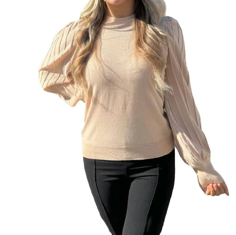 Puff Sleeve Pullover In Oat Milk