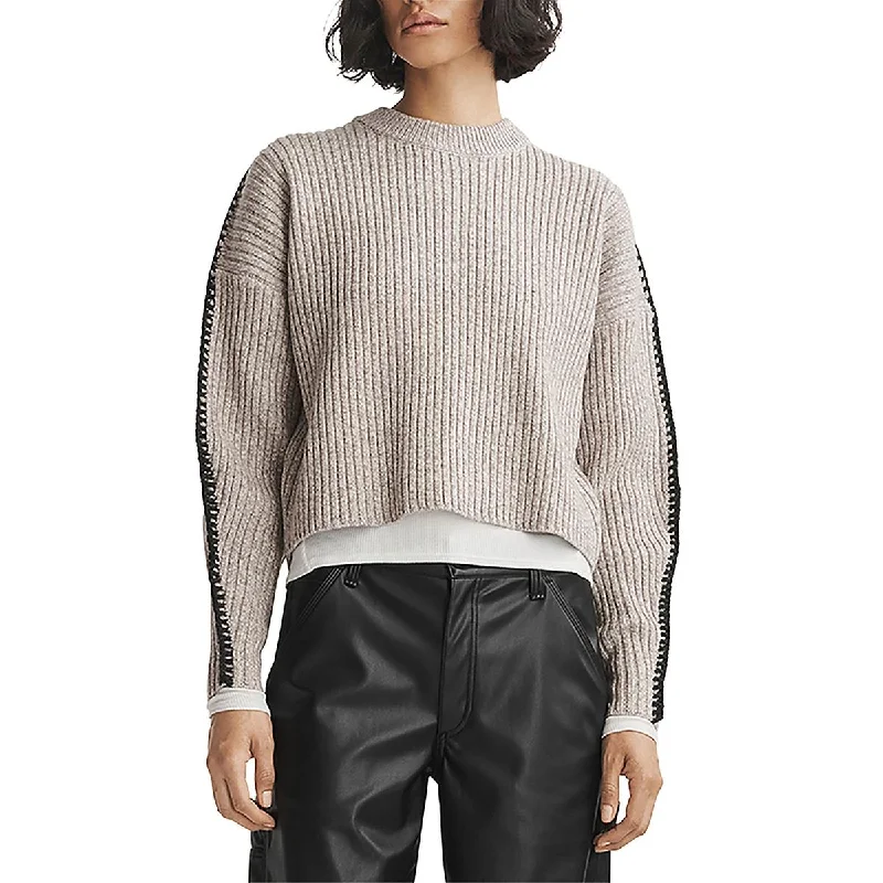 Rag & Bone Womens Ingrid Heathered Ribbed Pullover Sweater