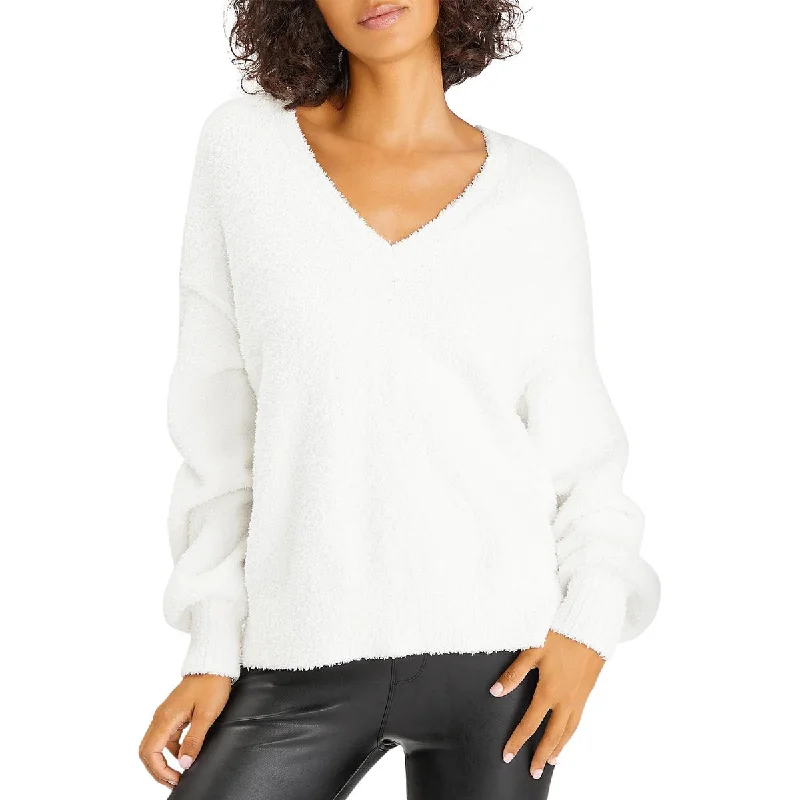 Sanctuary Womens Chenille Pullover V-Neck Sweater