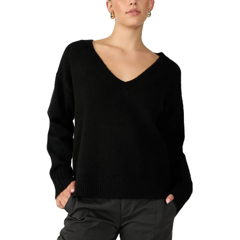 Sanctuary Womens Ribbed Trim Collared Pullover Sweater