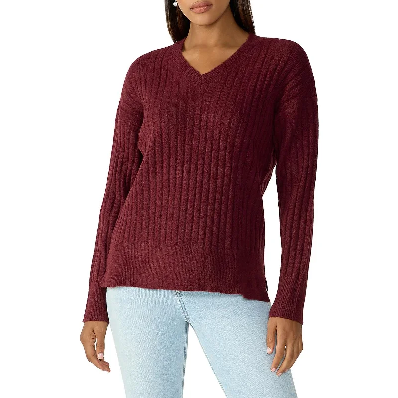 Sanctuary Womens Ribbed V-Neck Pullover Sweater