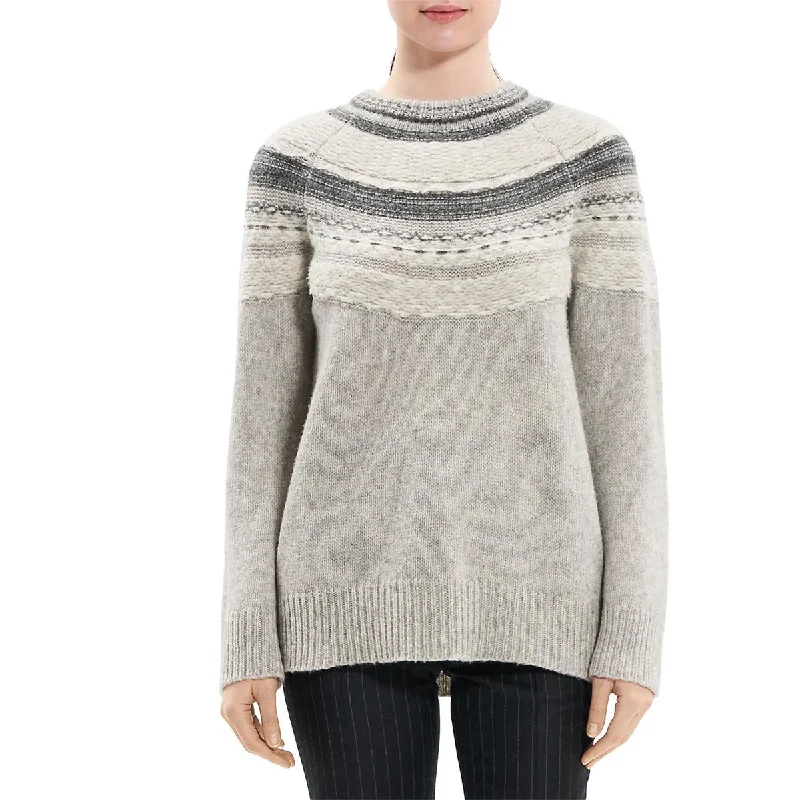 Theory Womens Wool Blend Ribbed Trim Pullover Sweater