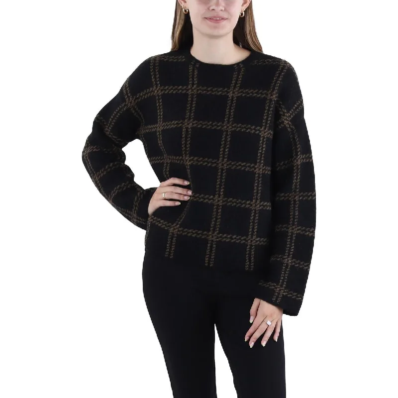 Vince Womens   Cashmere Plaid Pullover Sweater