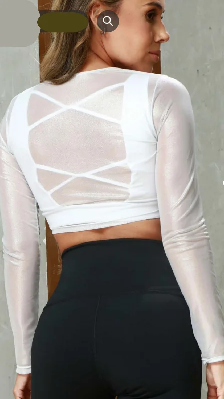 Activewear Mesh Crop Top Long Sleeve