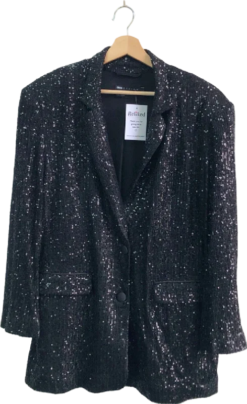 ASOS Design Black Sequin Blazer UK 8