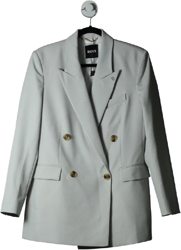 BOSS Grey Jaleto Double-breasted Blazer UK 10