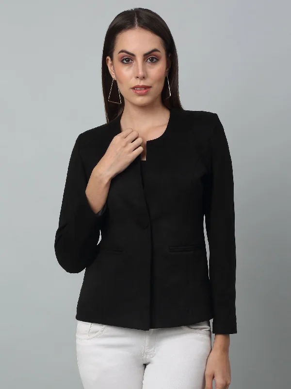 Cantabil Women Black Casual Blazer For Winter