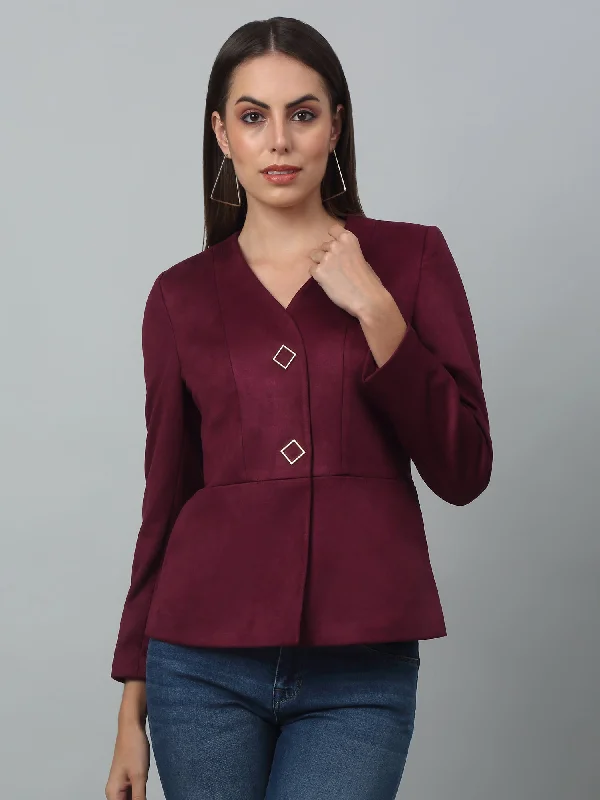 Cantabil Women Wine Casual Blazer