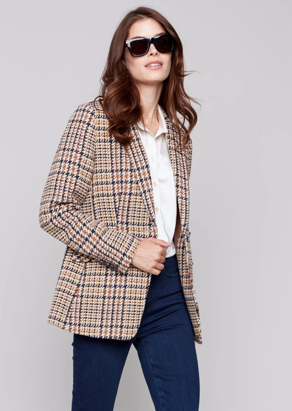 Charlie B Plaid Long Sleeve Blazer - C6279R-970B