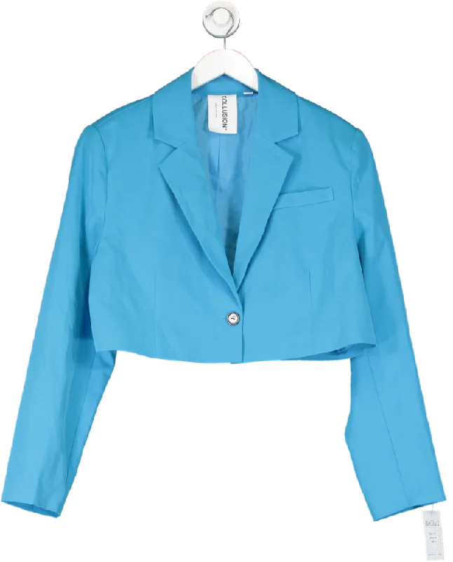 Collusion Blue Cropped Blazer Jacket UK 8