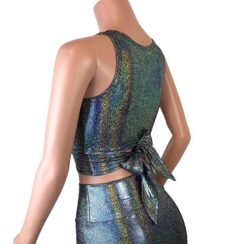 Crop Wrap Top - Gleaming Silver Sparkle - Choose Sleeve Length