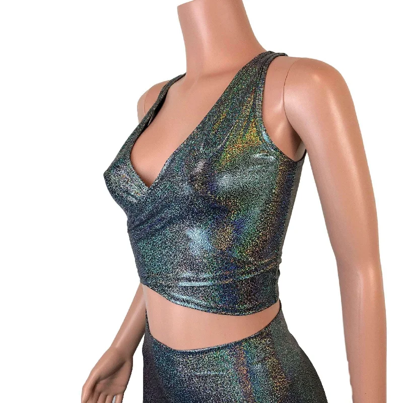 Crop Wrap Top - Gleaming Silver Sparkle - Choose Sleeve Length