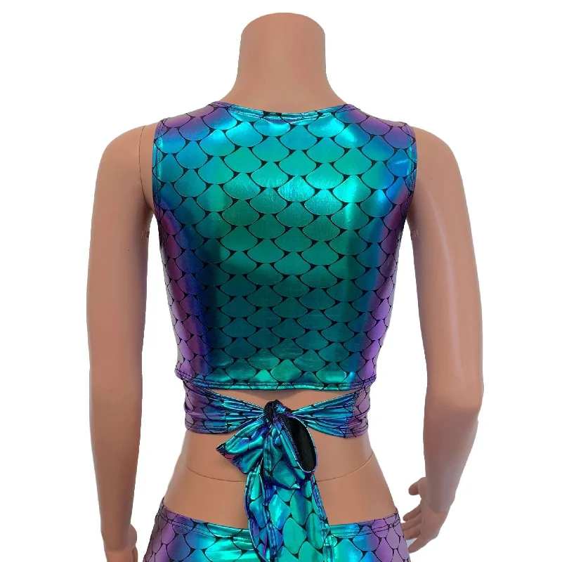 Crop Wrap Top - Mermaid Scales Holographic