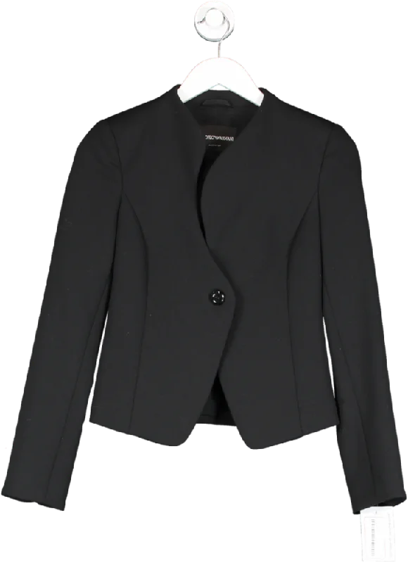 Emporio Armani Black Curve Cut Blazer UK 4