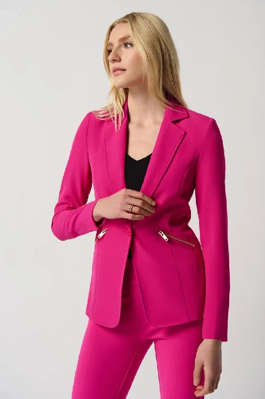 Joseph Ribkoff Woven Blazer With Zippered Pockets