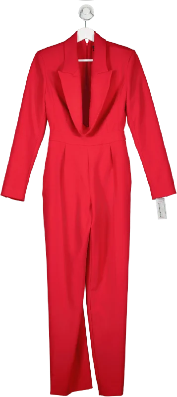 Karen Millen Red Curved Neckline Tailored Blazer Jumpsuit UK 6