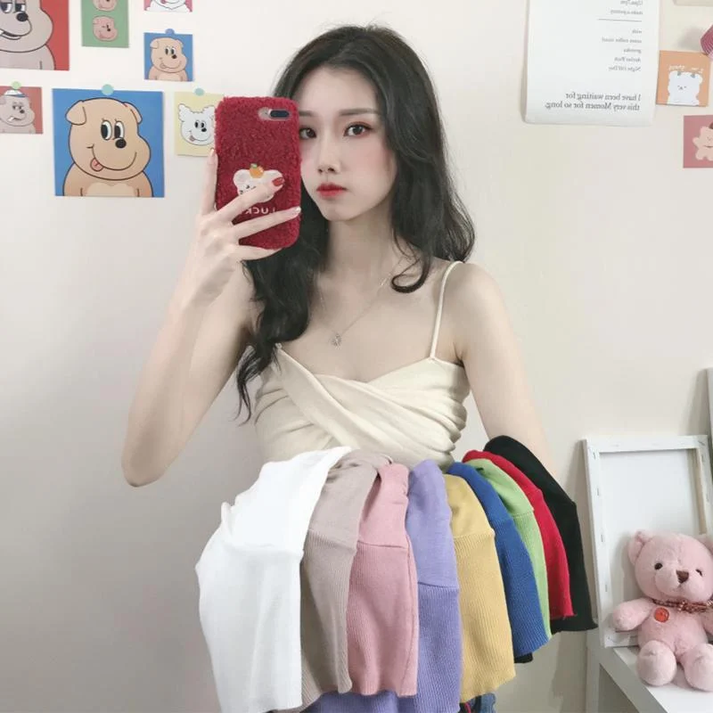 Kawaii Drapes Spaghetti Strap Crop Top