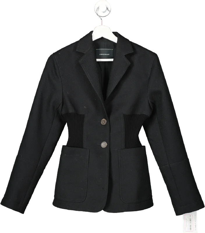 Longchamp Black Single Breasted Blazer Jacket UK 10