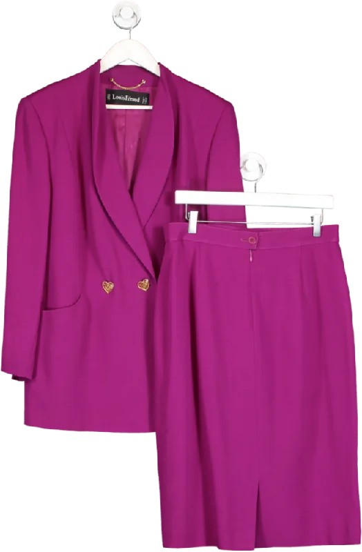 Louis Feraud 2-piece Purple Heart Button Detail Blazer & skirt suit UK 16