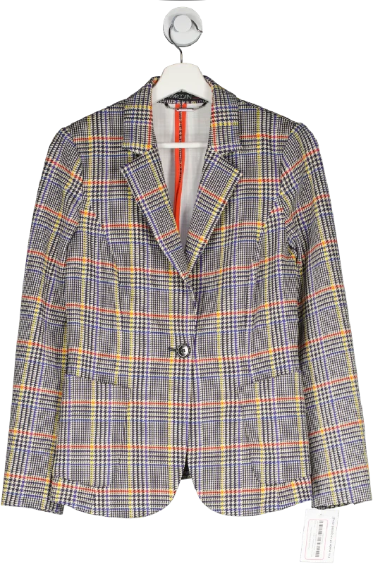 Marc Cain Multicoloured Chequered Single Breasted Blazer UK S