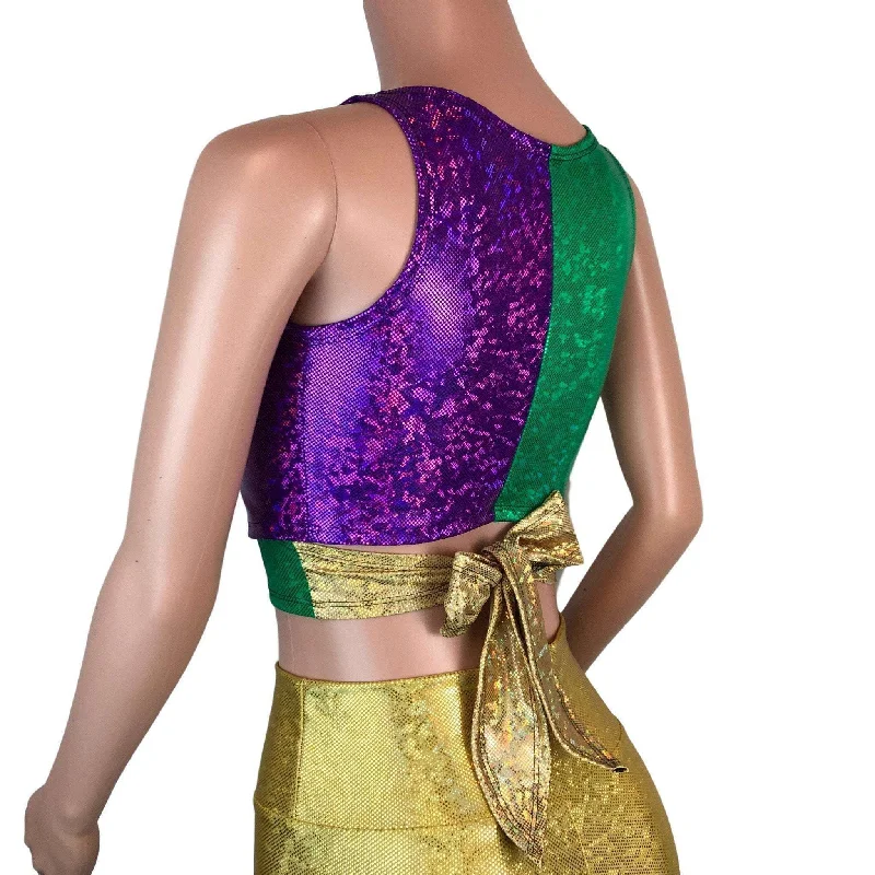 Crop Wrap Top - Mardi Gras Purple & Green