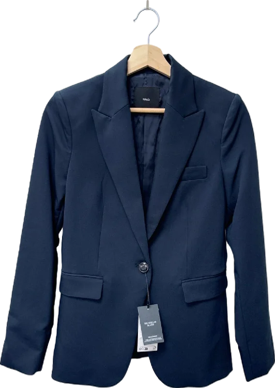 MANGO Fitted Navy Blazer Americana UK 8