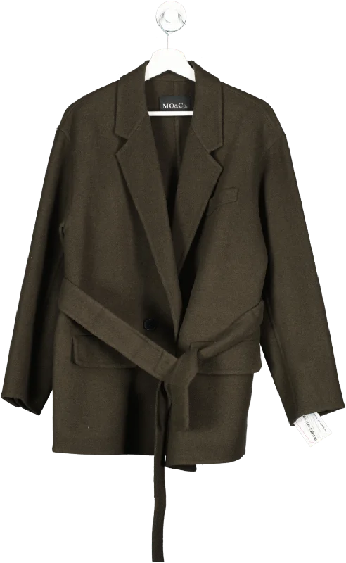 MO&Co. Green Wool Blend Blazer Coat With Belt UK M