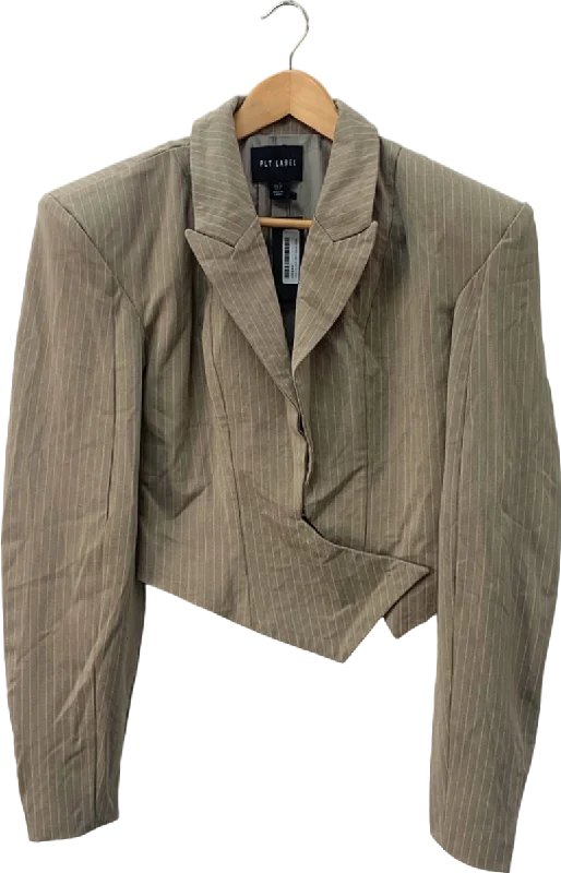 PLT Label Dark Taupe Pinstripe Oversized Blazer UK 8