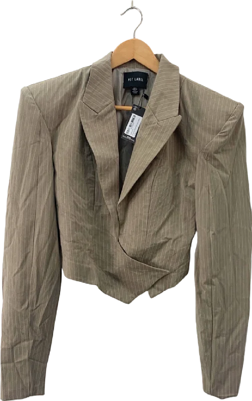 PLT Label Dark Taupe Pinstripe Oversized Blazer UK 8