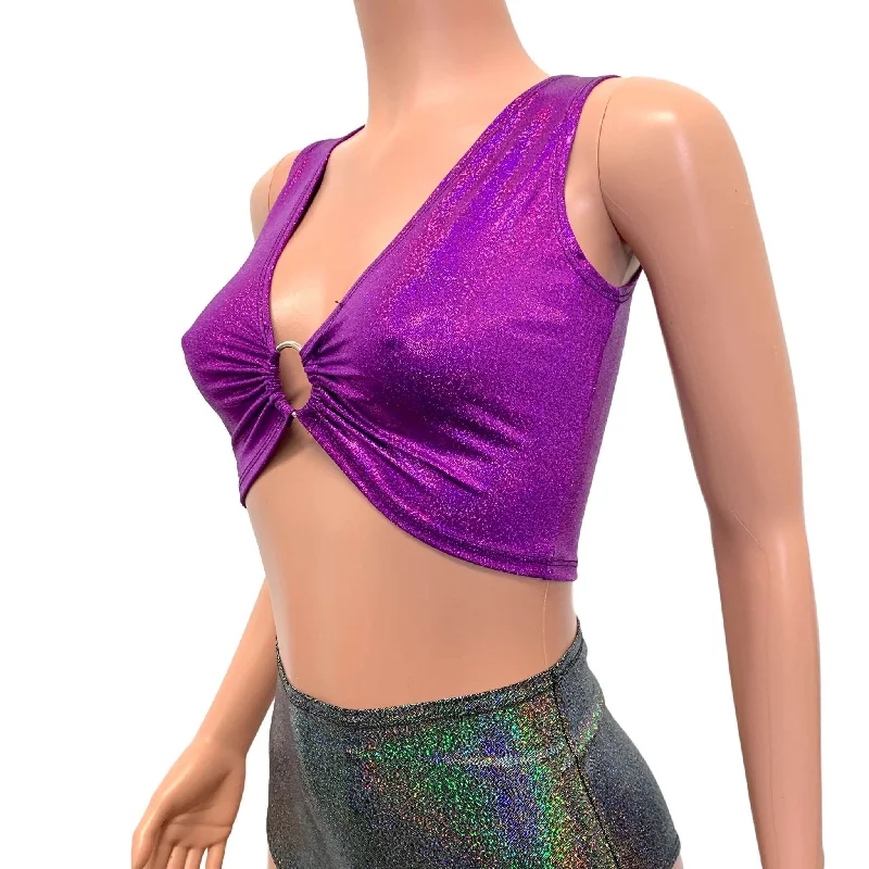 Purple Sparkle Ring Crop Top