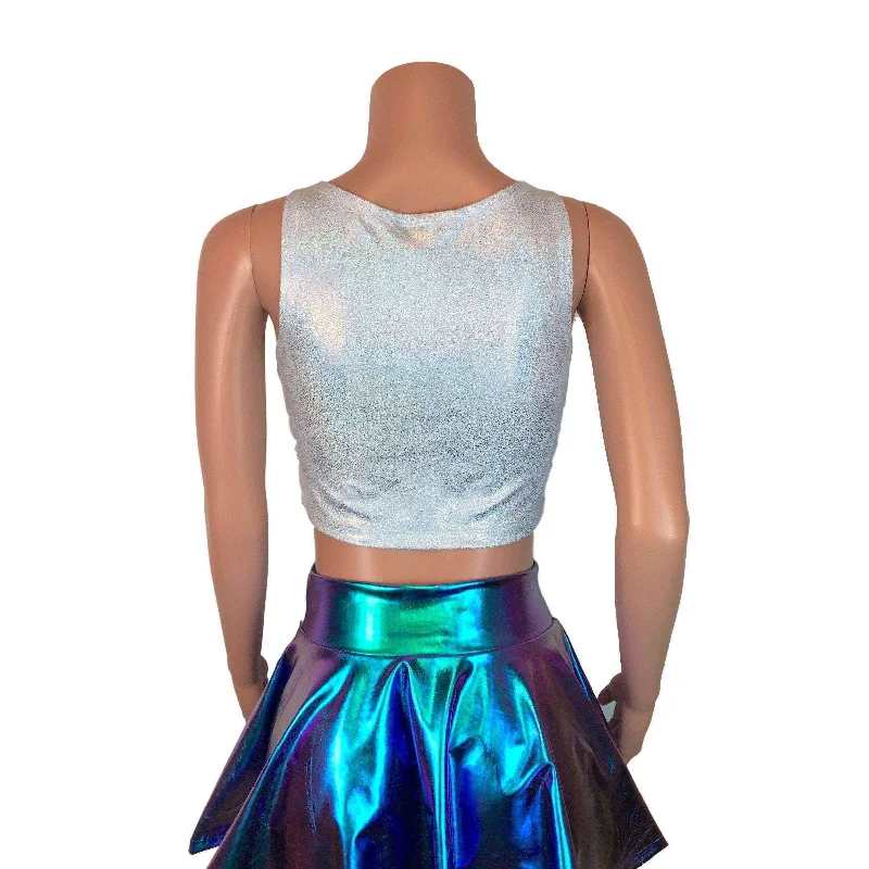 Crop Tank Top - Silver Holographic