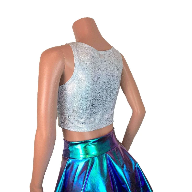 Crop Tank Top - Silver Holographic