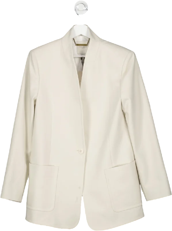 Ted Baker Beige Amberot Single Breasted Collarless Blazer UK L