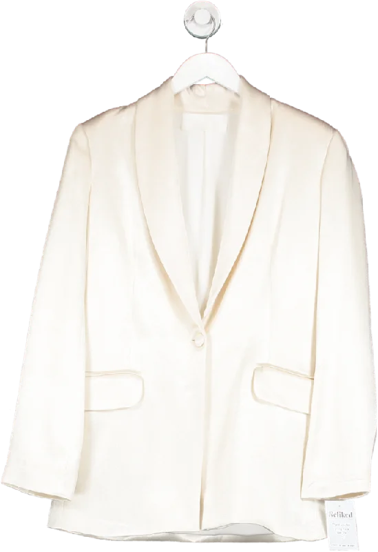 Total White Cream Flowing Satin Blazer UK S