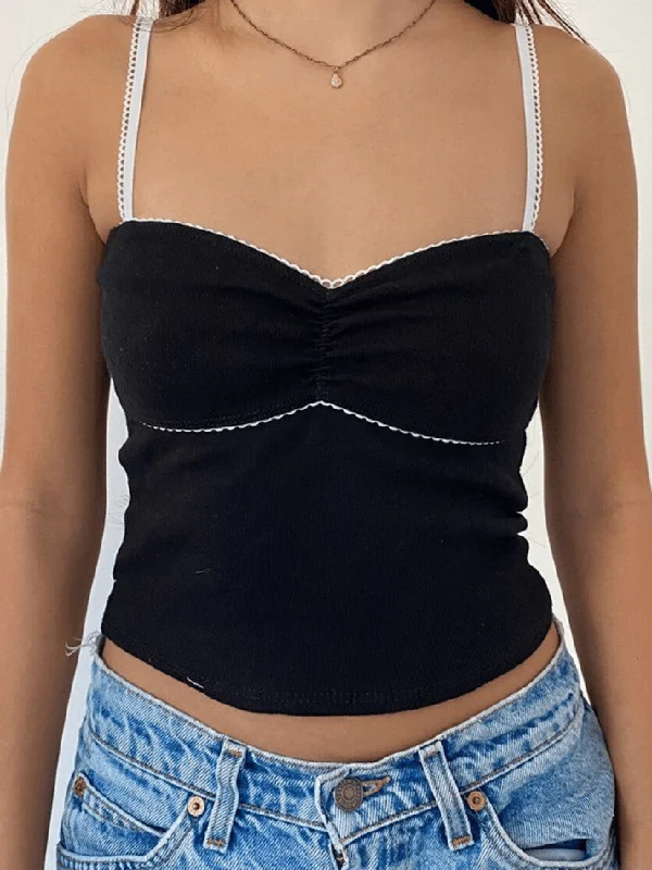 Vintage Lace Trim Crop Cami Top