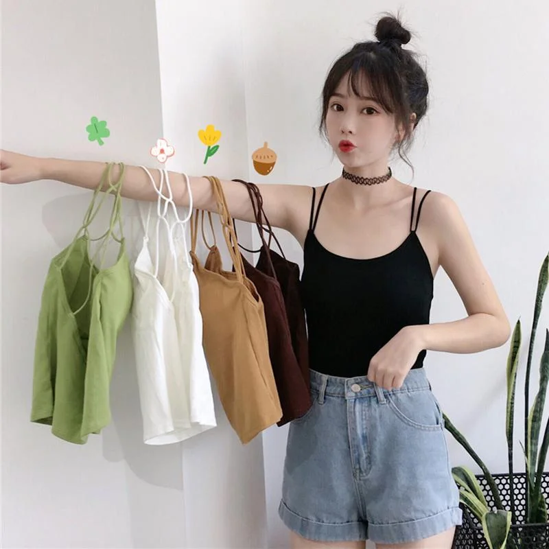 Women's Spaghetti Strap Beauty Back Crop Top